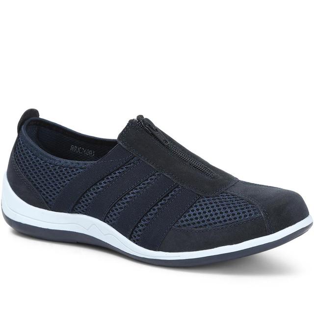 Pavers - Women's Casual Zip Up Trainers - Navy - Size 2 on Productcaster.