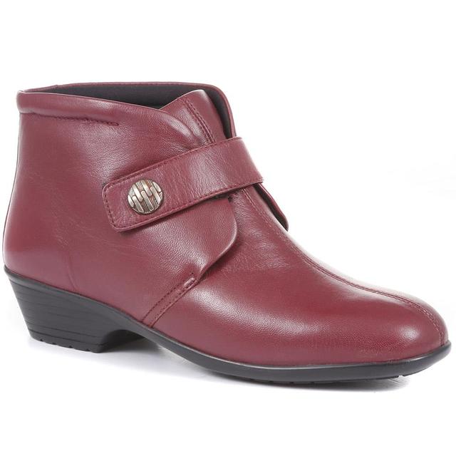 Pavers - Women's Wide Fit Leather Ankle Boots - Burgundy - Size 5 on Productcaster.