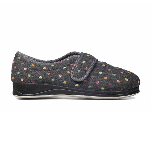 Padders - Women's Padders 'Camilla' Extra Wide 2E Fitting Touch & - CHARCOAL WOVEN SPOT - Size 4 on Productcaster.