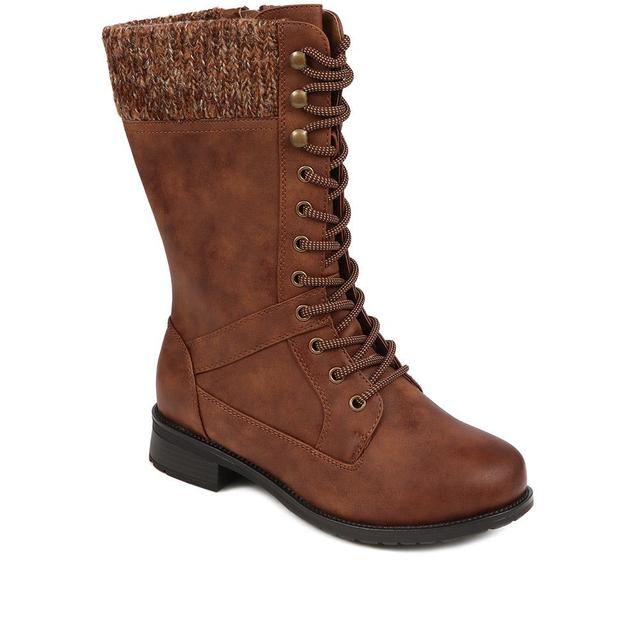 EasyFit - Women's Lace Up Calf Boots - Brown - Size 4 on Productcaster.