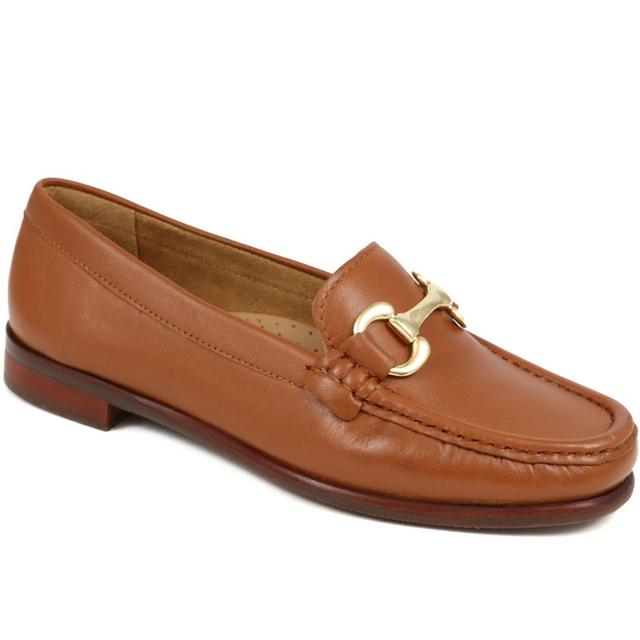 Pavers - Women's Leather Buckle Detail Loafers - Tan - Size 6 on Productcaster.