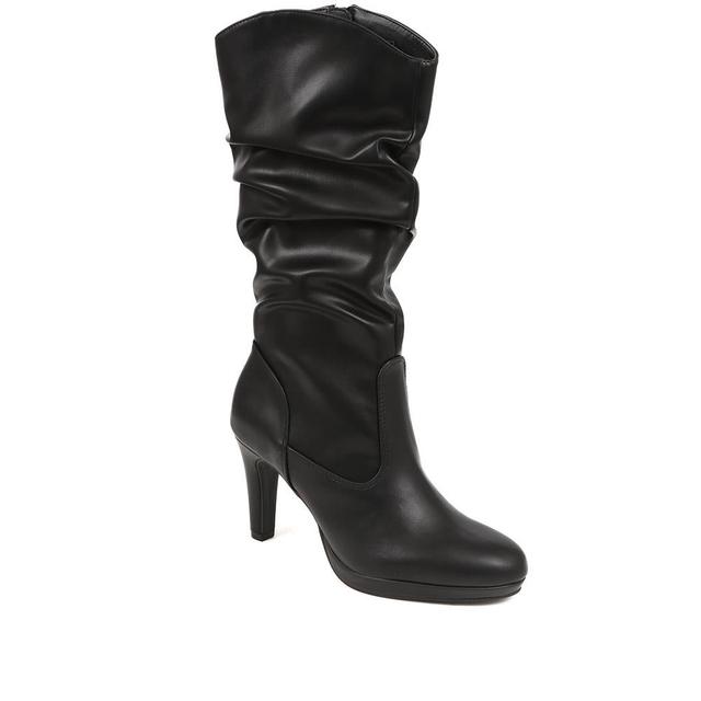 Pavers - Women's Women's' Heeled Calf Boots - Black Pu - Size 6 on Productcaster.