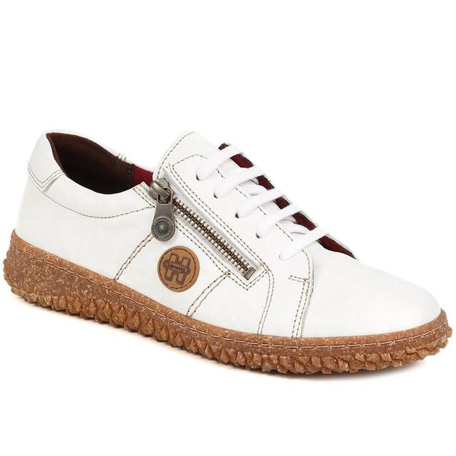 Loretta - Women's Loretta Leather Trainers - Off White - Size 5 on Productcaster.