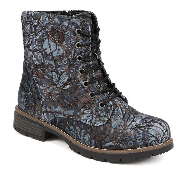 Pavers - Women's Lace-Up Ankle Boots - Navy Floral - Size 2 on Productcaster.