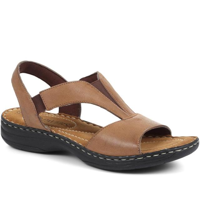 Women's Pavers Wide Fit Sling-Back Leather Sandals - Tan - Size 4 on Productcaster.