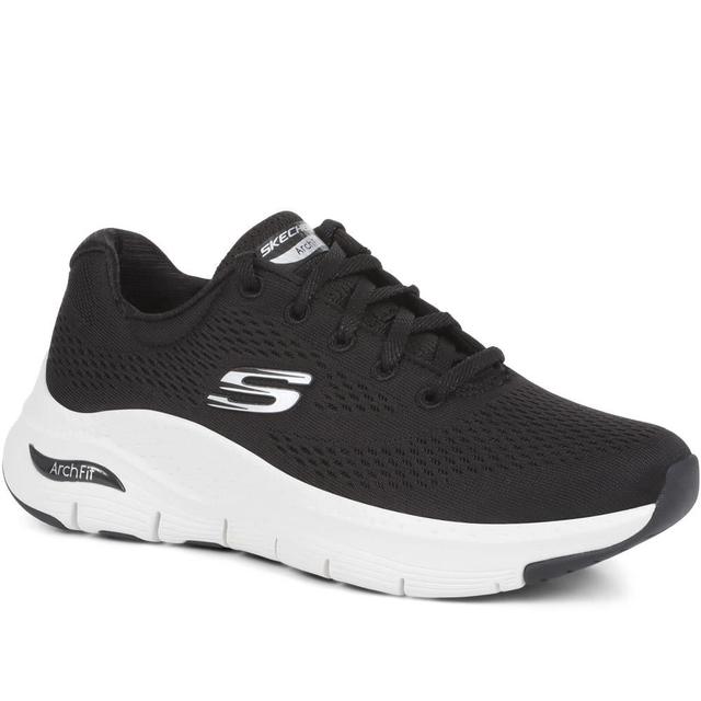 Women's Skechers Arch Fit: Big Appeal Lace-Up Trainers - Black-White - Size 3 on Productcaster.