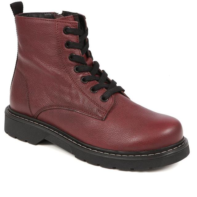 Women's Bellissimo Leather Lace-Up Boots - Bordeaux - Size 9 on Productcaster.