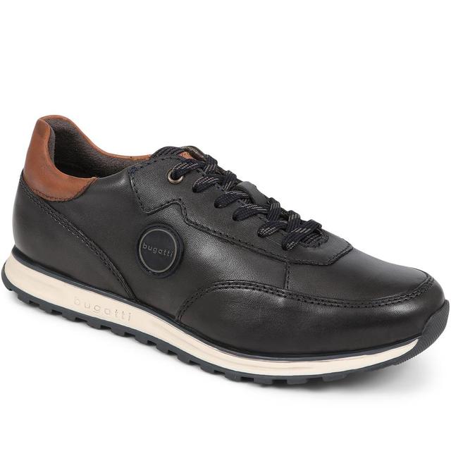 Men's Bugatti Leather Lace-Up Trainers - Navy - Size 9 on Productcaster.