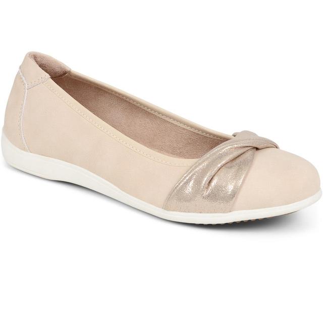 Women's Pavers Lightweight Ballet Pumps - Beige-Gold - Size 5 on Productcaster.