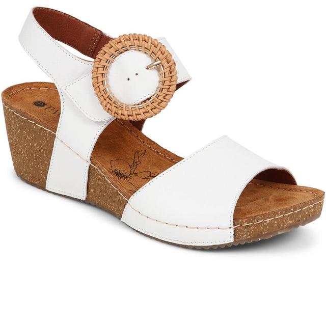 Women's Pavers Leather Wedge Sandals - White - Size 3 on Productcaster.