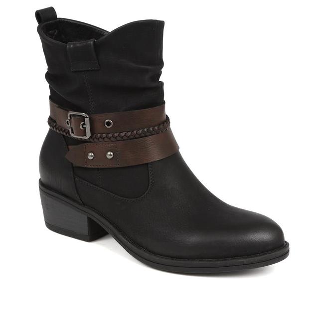 Women's Pavers Buckle-Detailed Ankle Boots - Black - Size 7 on Productcaster.