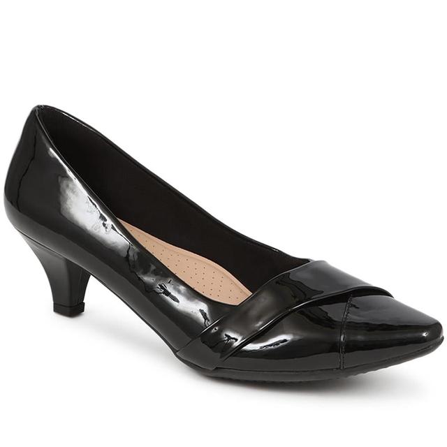 Women's Pavers Heeled Court Shoes - Black Patent - Size 8 on Productcaster.