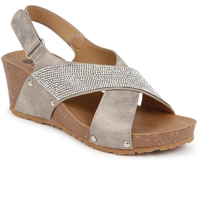 Women's Pavers Embellished Wedge Heeled Sandals - Metallic - Size 8 on Productcaster.