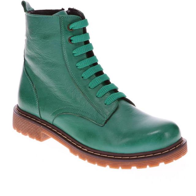 Women's Bellissimo Lace-Up Leather Boots - Green - Size 3 on Productcaster.