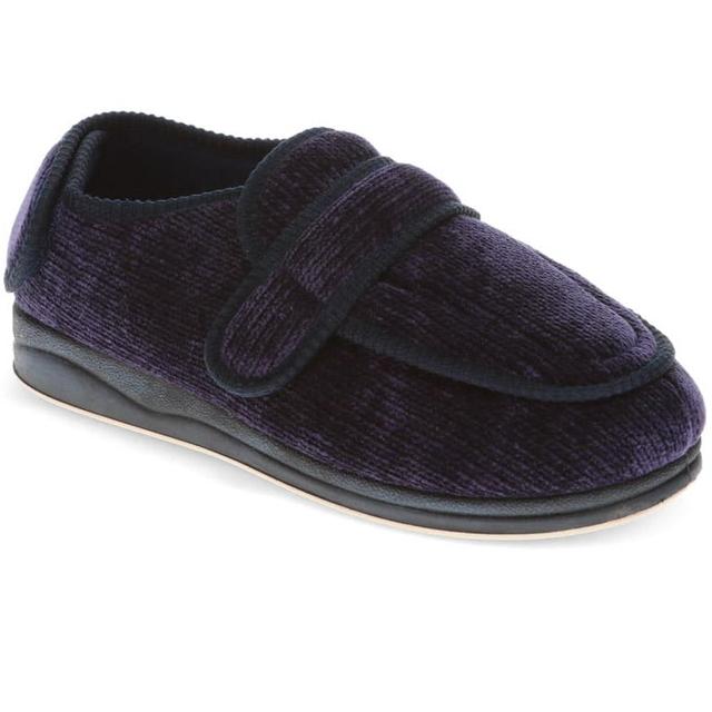 Women's EasyFit Extra Wide Fit Adjustable Slippers - Navy - Size 8 on Productcaster.