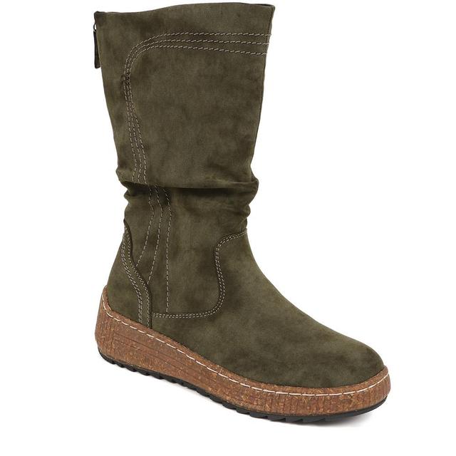 Women's Pavers Zipped Long Boots - Tan - Size 5 on Productcaster.