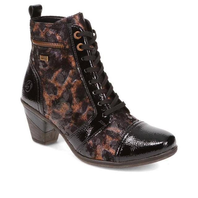 Women's REMONTE Smart Leather Ankle Boots - Black-Leopard - Size 6 on Productcaster.