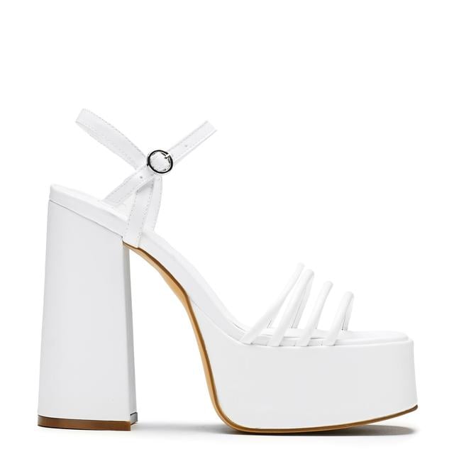 Cosette White Platform Strappy Heels, UK 6 / White on Productcaster.