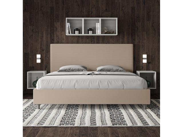 Gestoffeerd Bed 200x200 zonder lattenbodem kunstleer taupe Focus on Productcaster.