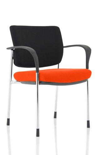 Brunswick Deluxe Black Fabric Back Chrome Frame Bespoke Colour Seat Tabasco Orange With Arms - Radius Office Furniture on Productcaster.