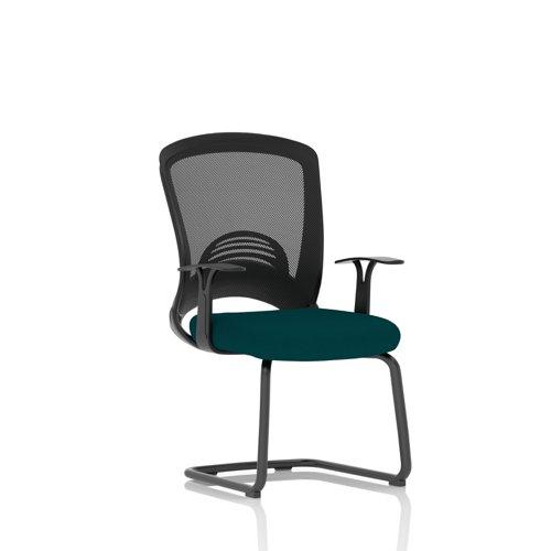 Astro Visitor Bespoke Fabric Seat Maringa Teal Cantilever Leg Mesh Chair - Radius Office Furniture on Productcaster.