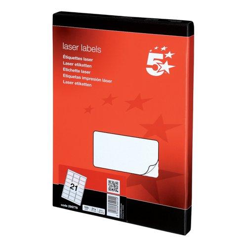 5 Star Office Multipurpose Labels Laser Copier Inkjet 63.5x38.1mm White (Pack of 2100) on Productcaster.