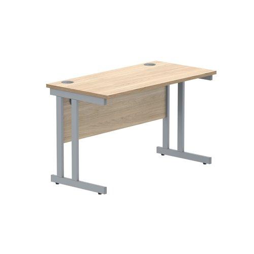 Polaris Rectangular Double Upright Cantilever Desk 1200x600x730mm Canadian Oak/Silver KF822180 on Productcaster.