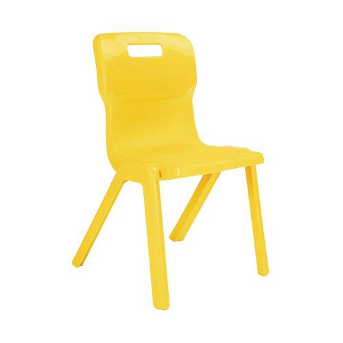 Titan One Piece Classroom Chair 435x384x600mm Yellow (Pack of 30) KF838737 on Productcaster.