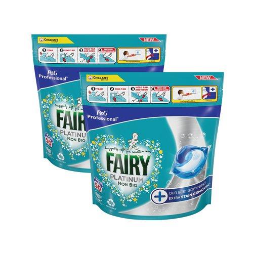 Fairy Professional Platinum +Stain Remover Non-Bio 2x50 Pods (Pack of 100) C006936 on Productcaster.