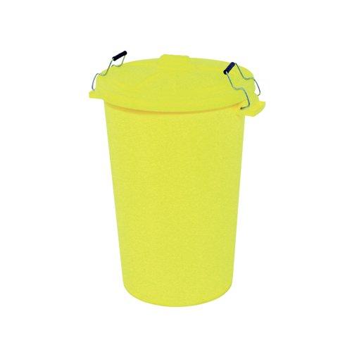 Dustbin with Clip On Lid Yellow 90L 415696 on Productcaster.