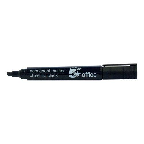 5 Star Office Permanent Marker Xylene/Toluene-free Smear Proof Chisel Tip Black (Pack of 12) on Productcaster.