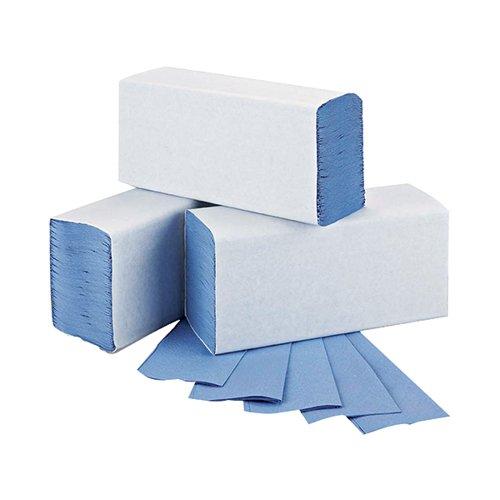 2Work 1-Ply M-Fold Hand Towel Blue (Pack of 3000) 2W71923 on Productcaster.