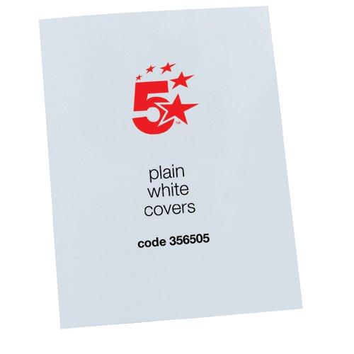 5 Star Office Binding Covers 250Gsm Plain A4 Gloss White (Pack of 100) on Productcaster.