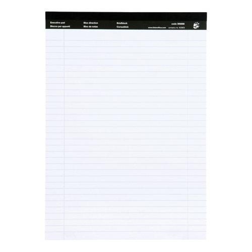 5 Star Office Executive Pad Headbound 60gsm Ruled Margin Perforated 100pp A4 White (Pack of 10) on Productcaster.