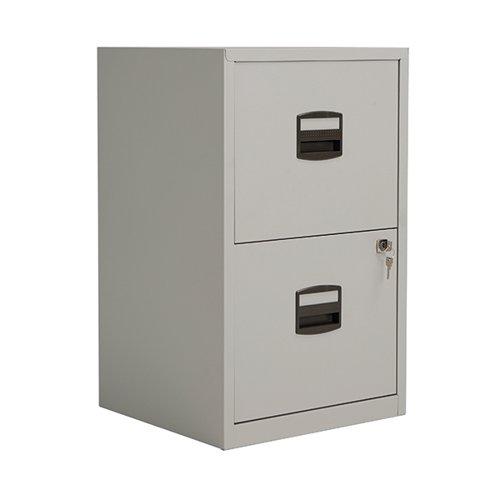 Bisley 2 Drawer Home Filing Cabinet A4 413x400x672mm Goose Grey PFA2-87 - Radius Office Furniture on Productcaster.