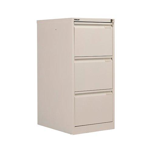 Bisley 3 Drawers Filing Cabinet Lockable 470x622x1016mm Chalk BS3E/CHK - Radius Office Furniture on Productcaster.