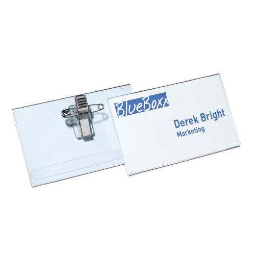 Durable Name Badge with Combi Clip 54x90mm Clear (Pack of 50) 8145/19 on Productcaster.