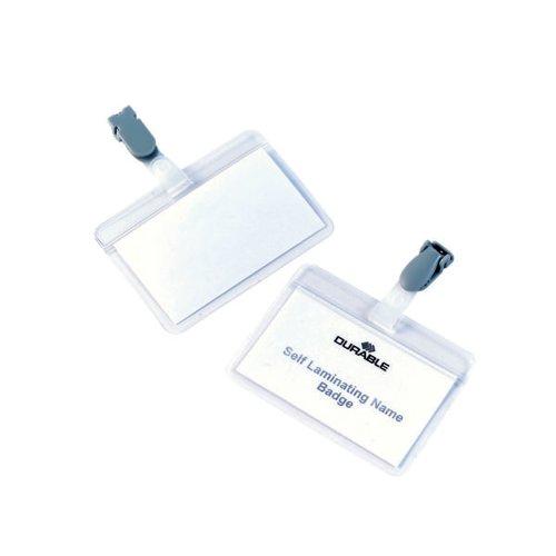 Durable Self Laminating Name Badge with Clip 54x90mm Clear (Pack of 25) 8149/19 on Productcaster.