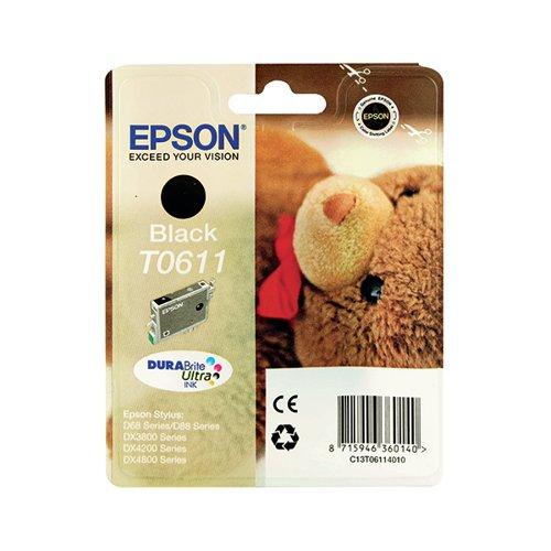 Epson T0611 Ink DURABrite Ultra Teddy Bear Black C13T06114010 on Productcaster.