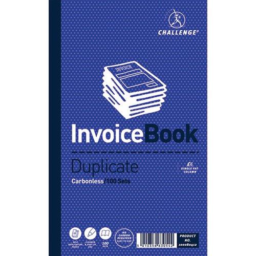 Challenge Duplicate Invoice Single VAT Column Book 100 Sets 210x130mm (Pack of 5) 100080412 on Productcaster.