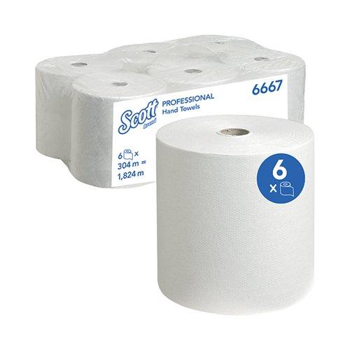 Scott 1-Ply Ultra Hand Towel Roll 304m (Pack of 6) 6667 on Productcaster.