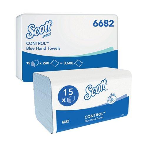 Scott Control Interfold V Fold Paper Hand Towels 1 Ply 240 Sheets Blue (Pack of 15) 6682 on Productcaster.