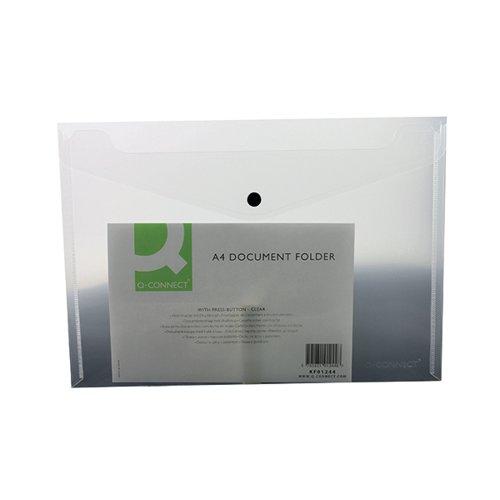 Q-Connect Polypropylene Document Folder A4 Clear (Pack of 12) KF01244Q on Productcaster.