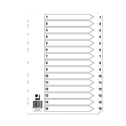 Q-Connect Index 1-15 Board Reinforced White (Pack of 10) KF01530Q on Productcaster.