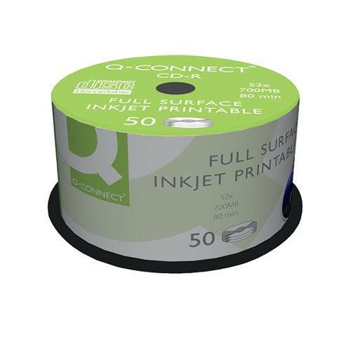 Q-Connect Inkjet Printable CD-R Discs 52x (Pack of 50) KF18020 on Productcaster.