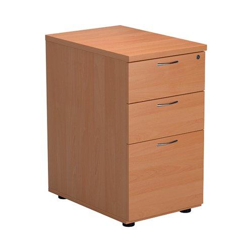 First 3 Drawer Desk High Pedestal 404x600x730mm Beech KF74465 on Productcaster.