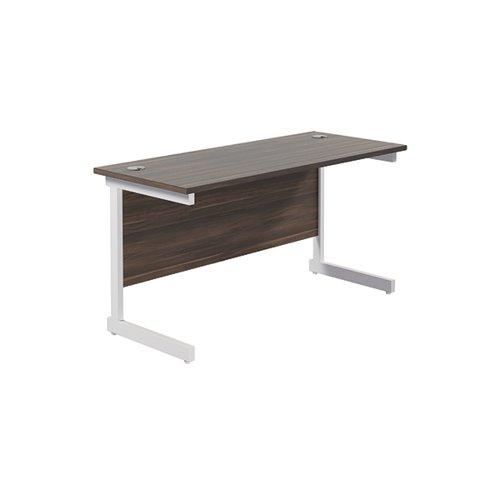 Jemini Single Rectangular Desk 1200x600x730mm Dark Walnut/White KF800518 on Productcaster.