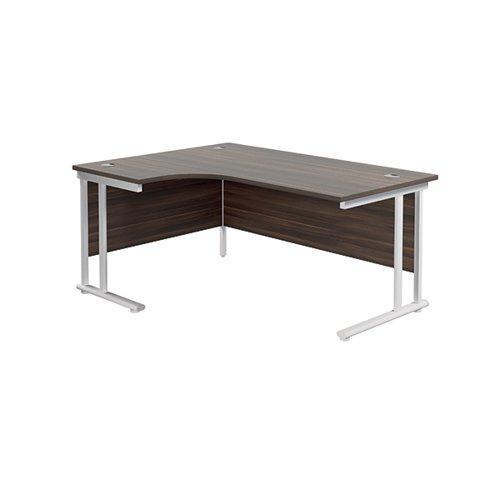 Jemini Radial Left Hand Cantilever Desk 1600x1200x730mm Dark Walnut/White KF807698 on Productcaster.