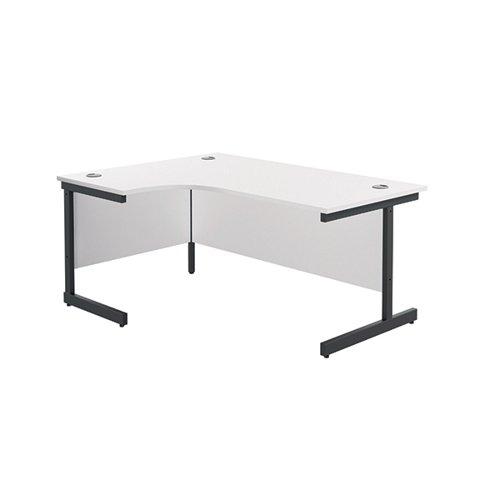 Jemini Radial Left Hand Single Upright Cantilever Desk 1600x1200x730mm White/Black KF819677 on Productcaster.