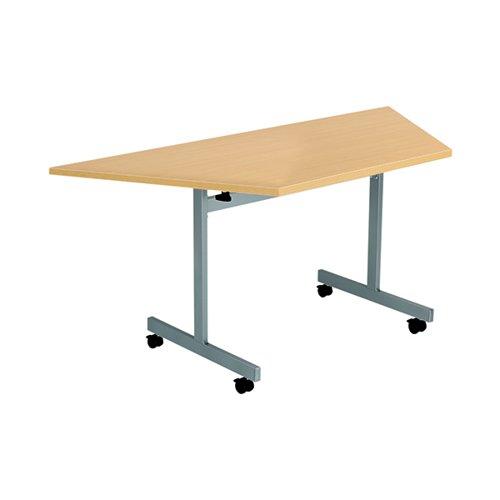 Jemini Trap Tilt Table 1600x800x720mm Nova Oak/Silver KF822578 - Radius Office Furniture on Productcaster.